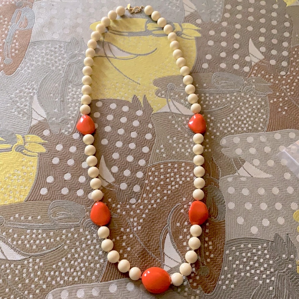 KJL Cream & Coral Necklace